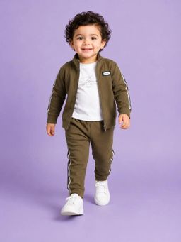 Bloom Up - Olive Green Soft Cotton Co-Ord Set for Boys