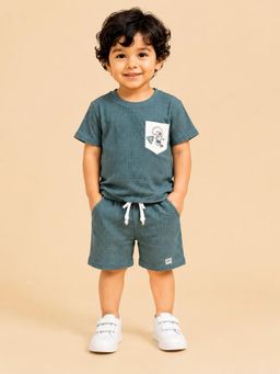 Bloom Up - Teal Green Textured Co-ord Set for Boys