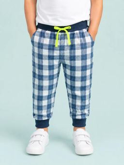 Bloom Up - Blue and White Checked Joggers for Boys