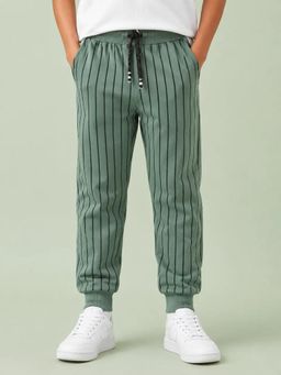 Bloom Up - Sage Green Stripes Joggers for Boys