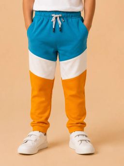 Bloom Up - Blue and Mustard Color Block Joggers for Boys