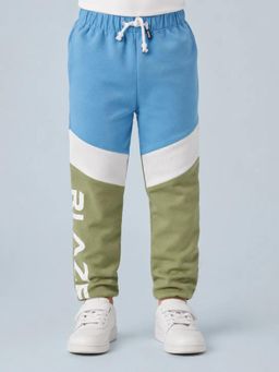 Bloom Up - Blue and Olive Color Block Joggers for Boys