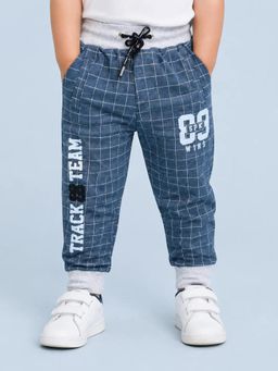 Bloom Up - Blue Checked Joggers for Boys