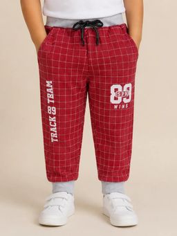 Bloom Up - Maroon Checked Joggers for Boys