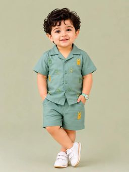 Bloom Up - Mint Green Bunny Embroidered Co-ord Set for Boys