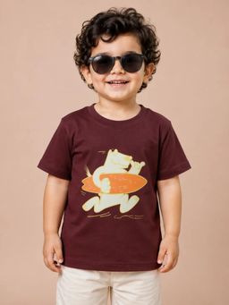 Bloom Up - Maroon Surf Vibes Graphic T-shirt for Boys