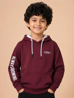Bloom Up - Maroon Graphic Hoodie for Boys