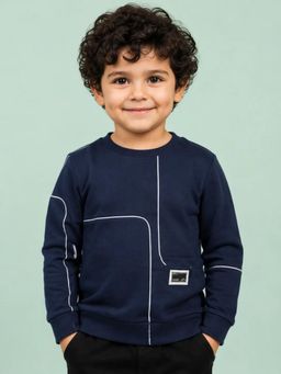 Bloom Up - Navy Blue Minimalist Sweatshirt for Boys