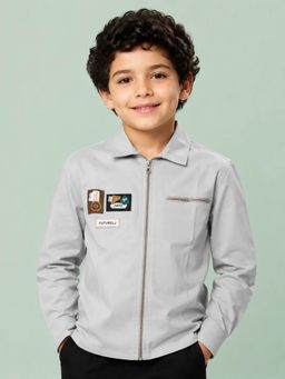 Bloom Up - Light Grey Zip-Up Jacket for Boys