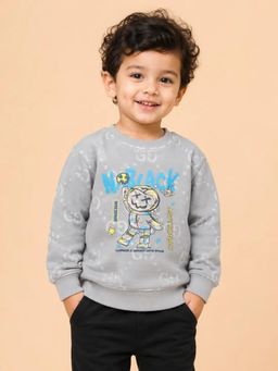 Bloom Up - Grey Astronaut Graphic Sweatshirt for Boys
