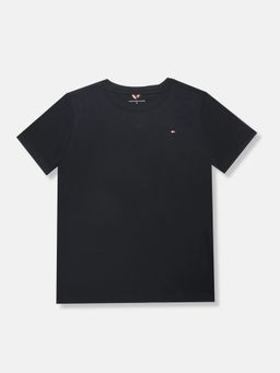 Tommy Hilfiger - Boys Solid Regular Fit Cotton T-shirt-Navy Blue