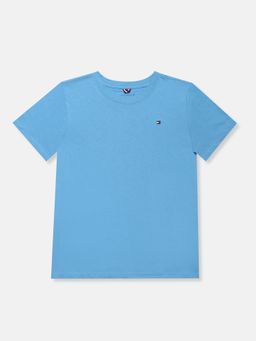 Tommy Hilfiger - Boys Solid Regular Fit Cotton T-shirt-Blue