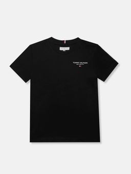 Tommy Hilfiger - Boys Solid Regular Fit Cotton T-shirt-Black