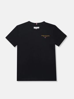 Tommy Hilfiger - Boys Solid Regular Fit Cotton T-shirt-Navy Blue