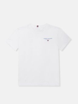 Tommy Hilfiger - Boys Solid Regular Fit Cotton T-shirt-White