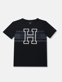 Tommy Hilfiger - Boys Graphic Regular Fit Cotton T-shirt-Navy Blue