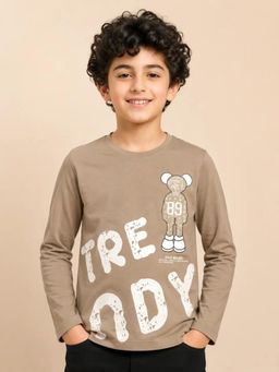 Bloom Up - Brown Trendy Graphic T-shirt for Boys