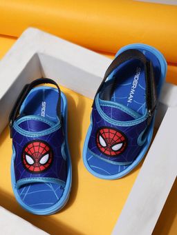 Kidsville - Kids Boys Blue Classic Spiderman Print Velcro Sandals