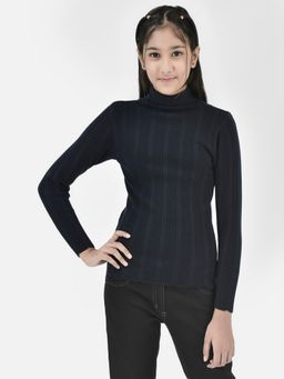 CRIMSOUNE CLUB - Girls Navy Blue Striped Sweater