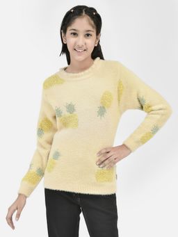 CRIMSOUNE CLUB - Girls Beige Pearl Studded Sweater