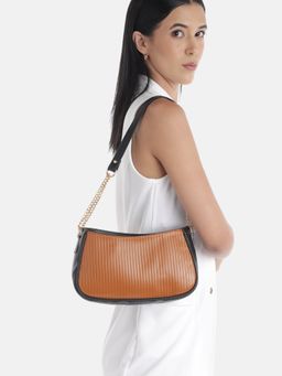 Fabbhue - Women Tan and Black Hand Bag