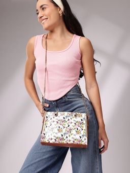 Fabbhue - Women Multi-Color Printed Handbag with Detachable Strap