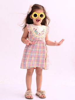 Nautinati - Girls Multi-Color Checked Knee Length Dress