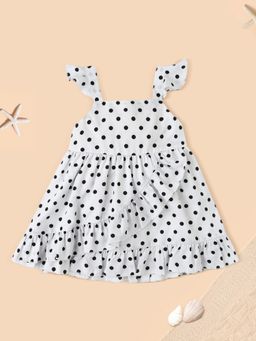 Nautinati - Girls White Polka Dot Layered A-Line Mini Dress
