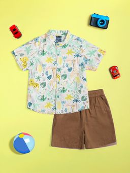 Nautinati - Boys Multi-Color Printed Casual Shirt with Shorts (Set of 2)