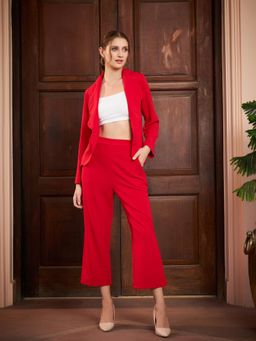 AAREIN - Red Scalloped Blazer with Trouser (Set of 2)