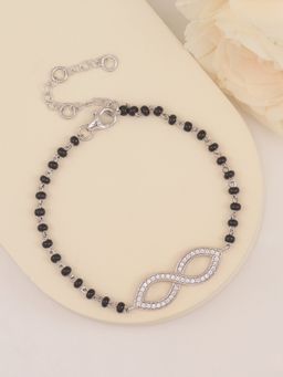 Ornate Jewels - 925 Sterling Silver American Diamond Adjustable Infinity Mangalsutra Bracelet for Women Adjustable