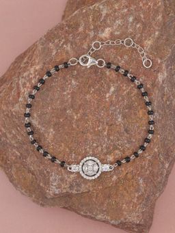 Ornate Jewels - 925 Sterling Silver American Diamond Adjustable Solitaire Mangalsutra Bracelet for Women Adjustable