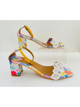 PREET KAUR - White Poppy Spool Heels