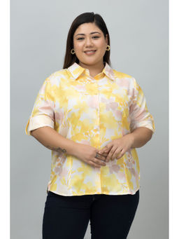 PURYS PLUS - Yellow Floral Linen Shirt