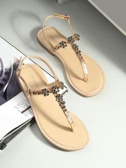 CARLO ROMANO - Gold Genuine Leather Flat Stylish Sandal