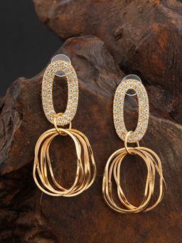 E2O - Gold Plated Stones Crafted Contemporary Drop Earring