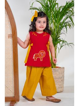 TIBER TABER - Girl Lion Top with Culotte - Red (Set of 2)