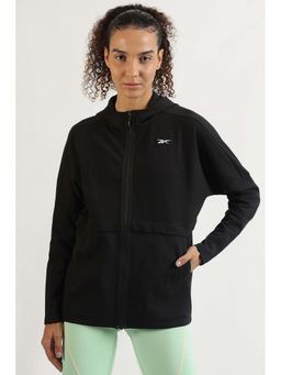 Reebok - Women Black Solid Hooded Jacket
