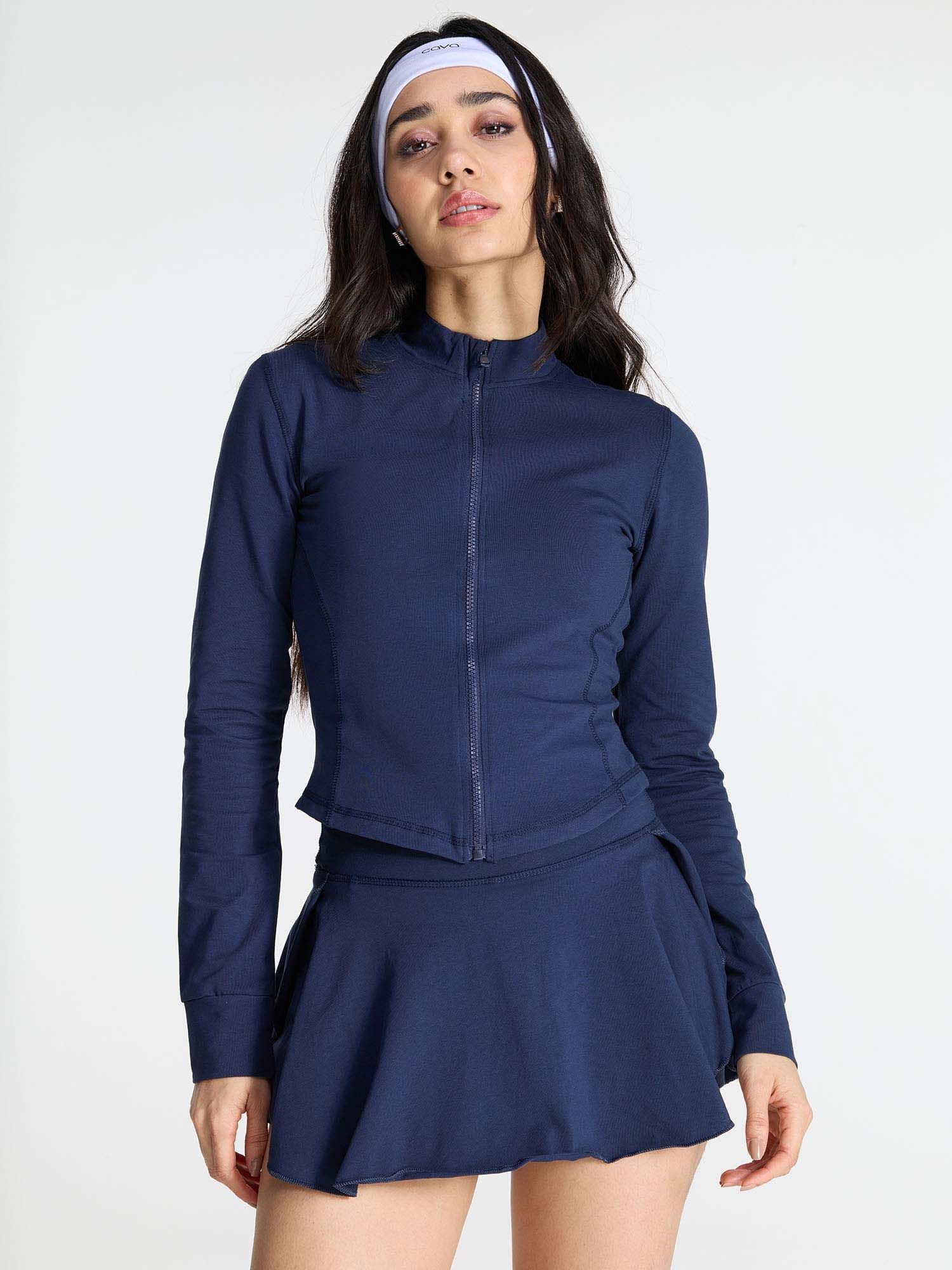 cava athleisure Women Navy Blue Cotton Recovery Full Sleeves Jacket-picture-14