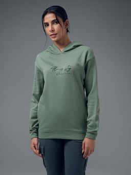 Technosport - Women Green Slim Fit Hooded Sports Sweatshirt