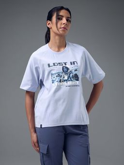 Technosport - Women Blue Graphic Printed Round Neck Sports T-Shirt