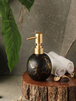 Neva - The Decor Mart Black Round Spider Web Ceramic Soap Dispenser