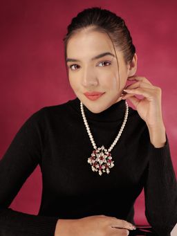 Srikala - Pink and White Kantha Pendent