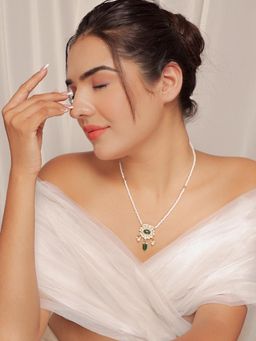 Srikala - Minimal Green White Kundan Pendent