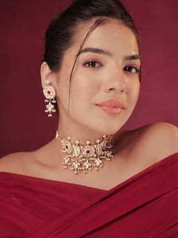 Srikala - Red and White Choker Set