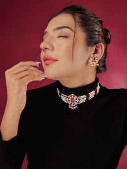 Srikala - Traditional Red and White Choker Set