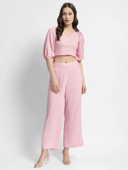 Madame - Pink Puffed Sleeve Co-Ord (Set of 2)