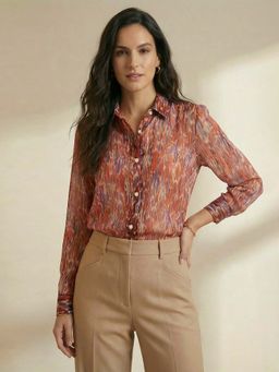 Globus - Maroon Abstract Print Relaxed Fit Satin Casual Shirt