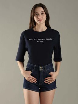 Tommy Hilfiger - Navy Blue Logo Relaxed Fit Cotton T-Shirt