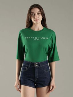 Tommy Hilfiger - Green Logo Relaxed Fit Cotton T-Shirt